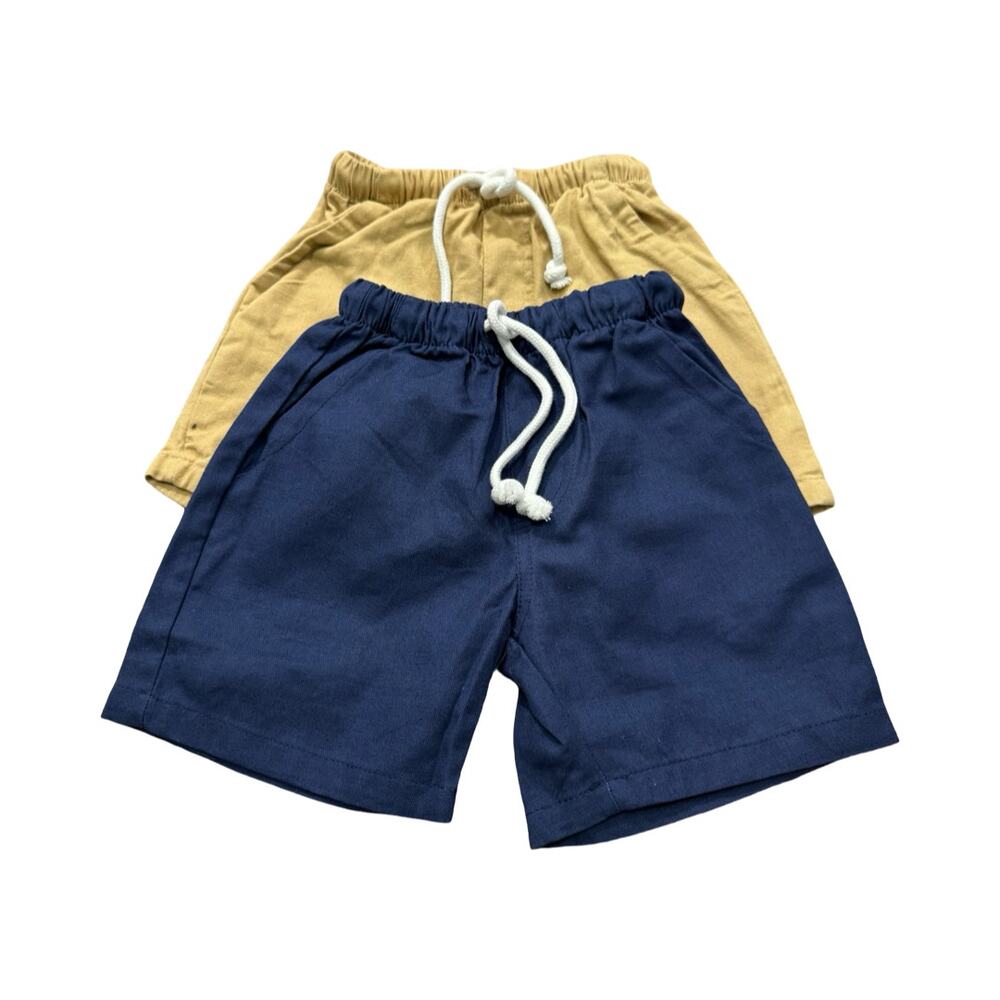 Toddler Shorts Lot of 2 Size 3T 4T Navy Mustard Elastic Waist Drawstring